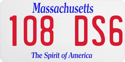 MA license plate 108DS6