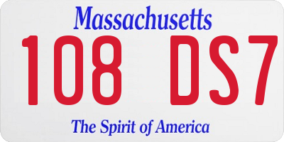 MA license plate 108DS7
