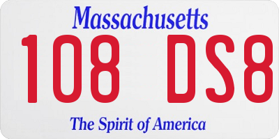 MA license plate 108DS8