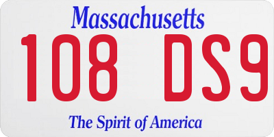 MA license plate 108DS9