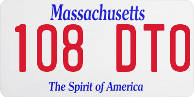 MA license plate 108DT0