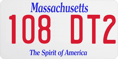 MA license plate 108DT2