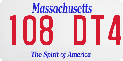MA license plate 108DT4