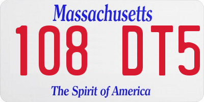 MA license plate 108DT5