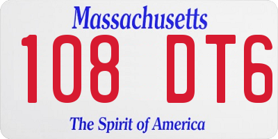 MA license plate 108DT6
