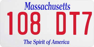 MA license plate 108DT7