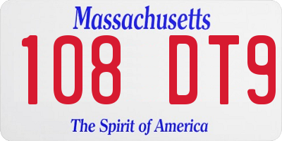 MA license plate 108DT9