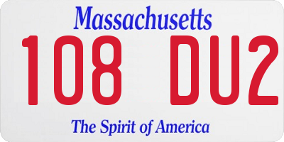 MA license plate 108DU2