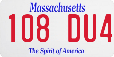 MA license plate 108DU4