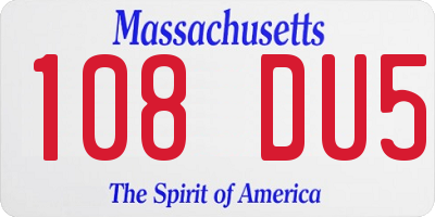 MA license plate 108DU5
