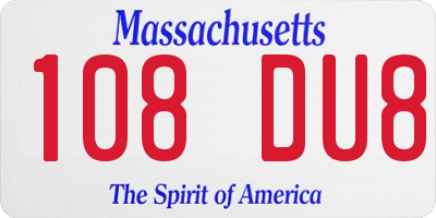 MA license plate 108DU8