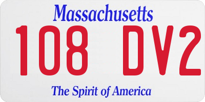 MA license plate 108DV2