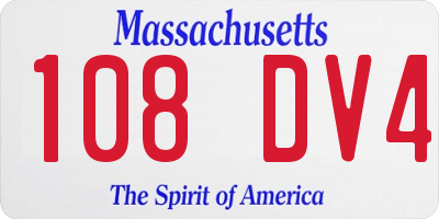 MA license plate 108DV4