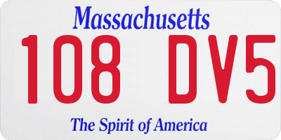 MA license plate 108DV5