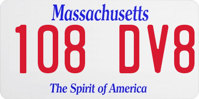 MA license plate 108DV8