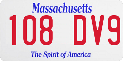 MA license plate 108DV9