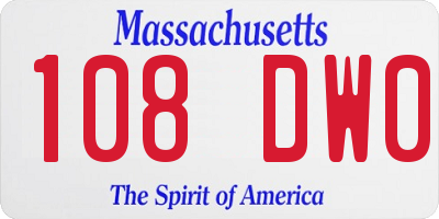 MA license plate 108DW0