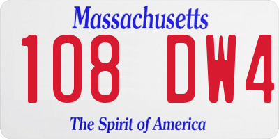 MA license plate 108DW4