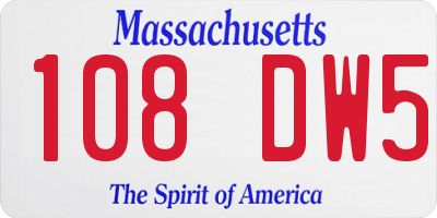 MA license plate 108DW5