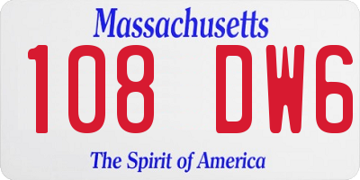 MA license plate 108DW6