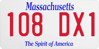 MA license plate 108DX1