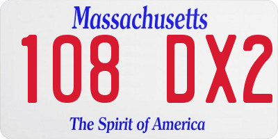 MA license plate 108DX2