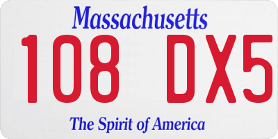 MA license plate 108DX5