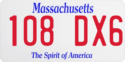 MA license plate 108DX6