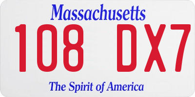 MA license plate 108DX7