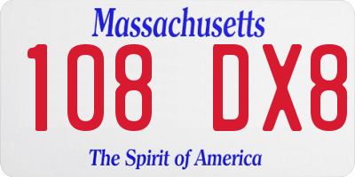 MA license plate 108DX8