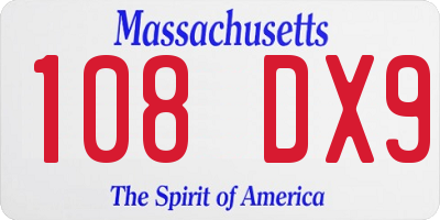 MA license plate 108DX9
