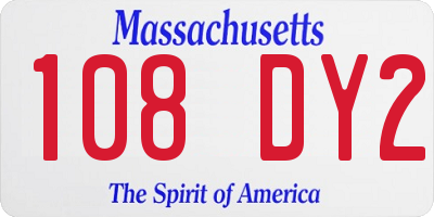 MA license plate 108DY2