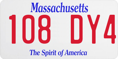 MA license plate 108DY4