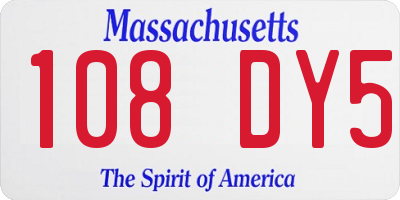 MA license plate 108DY5