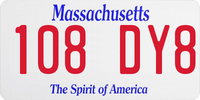 MA license plate 108DY8