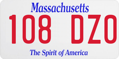 MA license plate 108DZ0