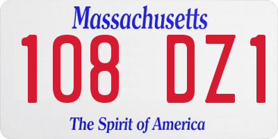 MA license plate 108DZ1