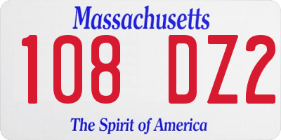 MA license plate 108DZ2