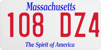 MA license plate 108DZ4