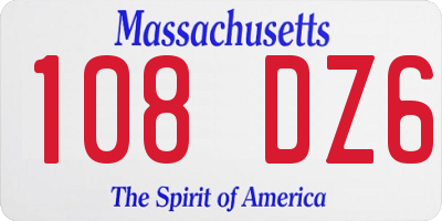 MA license plate 108DZ6