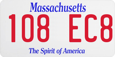 MA license plate 108EC8