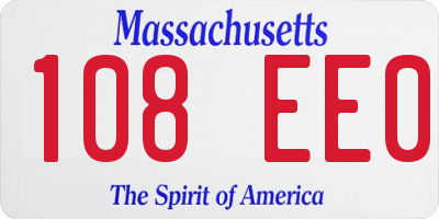 MA license plate 108EE0