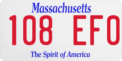 MA license plate 108EF0