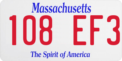 MA license plate 108EF3