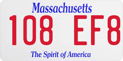 MA license plate 108EF8