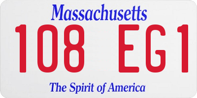 MA license plate 108EG1