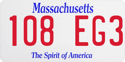 MA license plate 108EG3