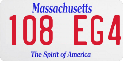 MA license plate 108EG4