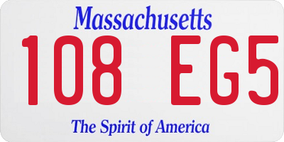 MA license plate 108EG5