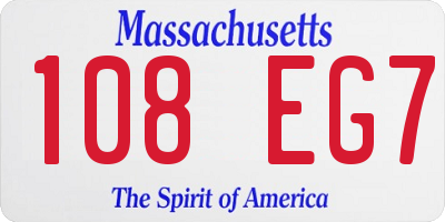 MA license plate 108EG7